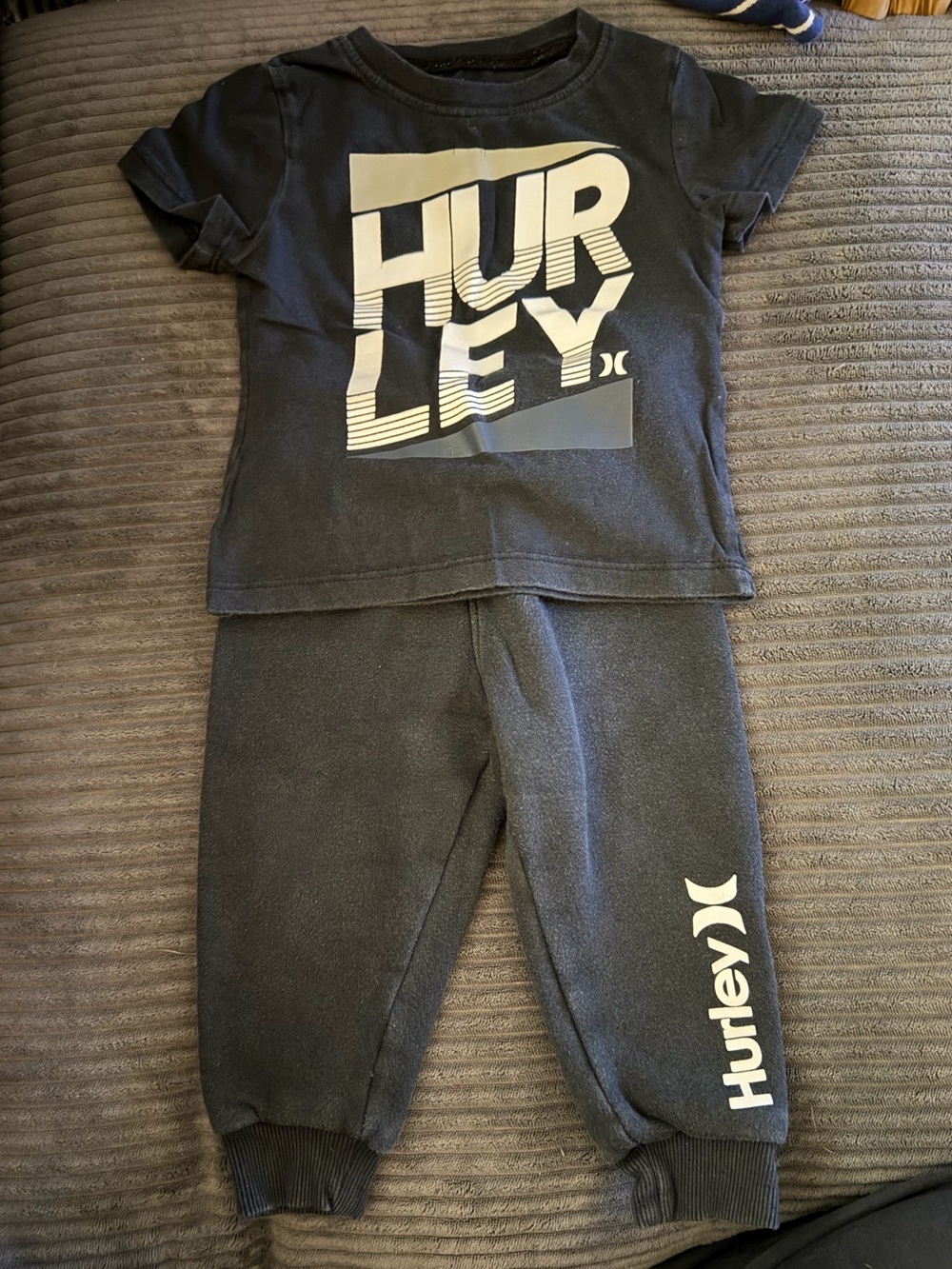 Hurley Black Kids Logo Tee and Black Joggers Set